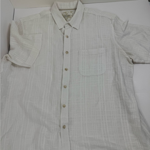 Tasso Elba White‎ Casual Button Down Shirt linen men’s XL - Picture 1 of 12